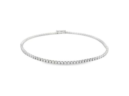 18K White Gold Delicate Tennis Bracelet with Natural Round Diamonds